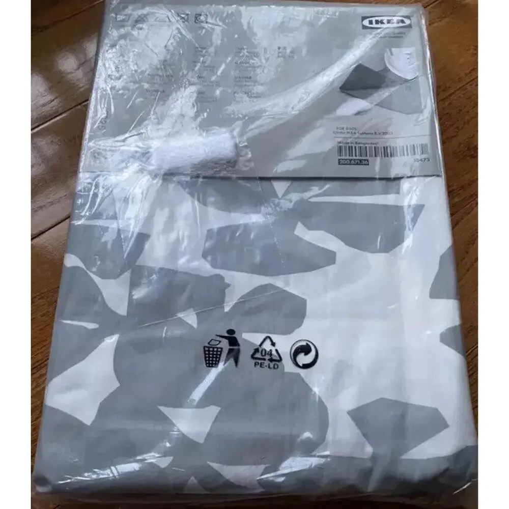 Ikea PETRA Window Drapes Curtains 57x118” Gray White Modern Cotton NEW One Pair